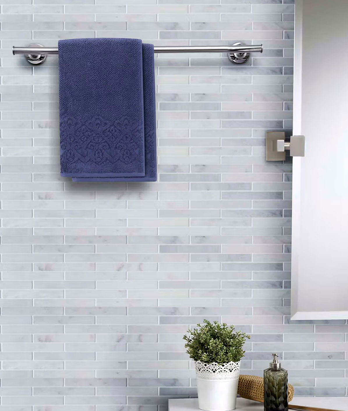 Windsor Antimicrobial Antifungal Zero Twist Fluffy Luxurious Hand Towel – Navy Blue (45 × 75 cm)